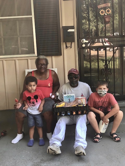 Family with their food box